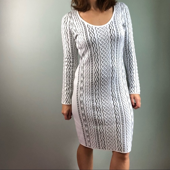 Calvin Klein Dresses & Skirts - Calvin Klein black and white cable sweater dress